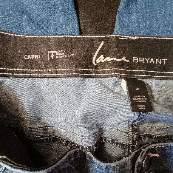 VGUC: Lane Bryant Sze 26 Blue Tighter Tummy Tech Capri Denim Jeans - Picture 3 of 4